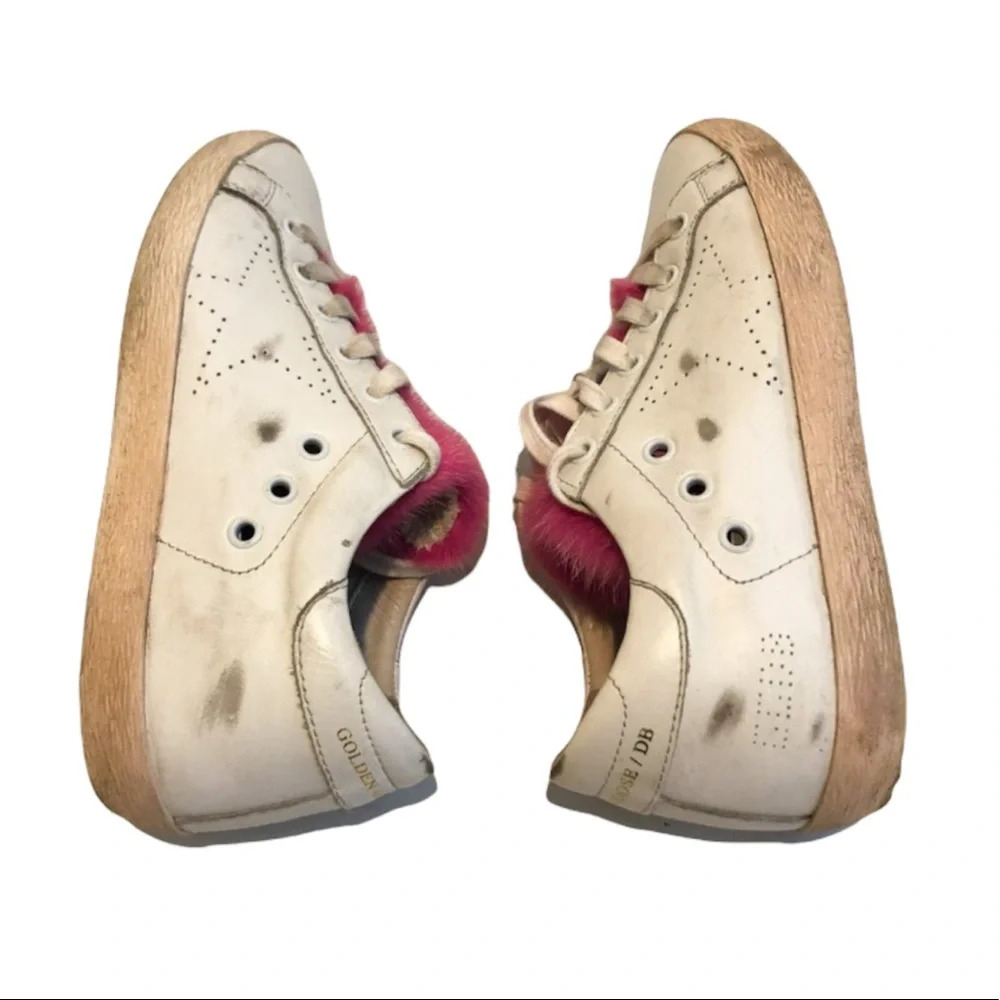 Golden Goose Pink Mink Tounge Lace Up White Leather Designer Superstar Sneakers - Picture 11 of 12